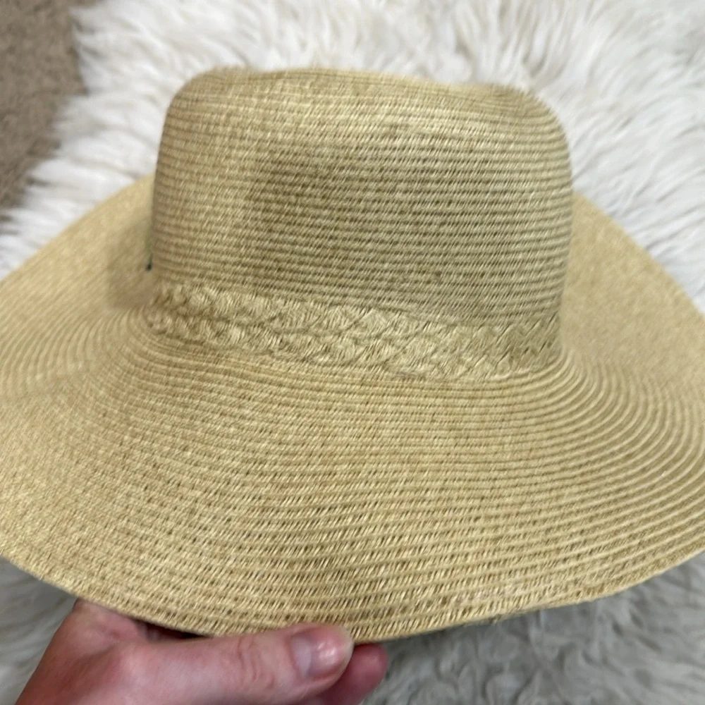 Joy Susan Hand Painted Woven Paper Floral Brim Sunhat OS‎